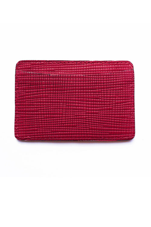 Magenta Leather Card Case | Of Mercer | Front View